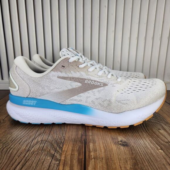 Brooks Shoes - Brooks Ghost 16 Running Shoes Womens Sz 11 B Coconut Blue Sneakers 1204071B181